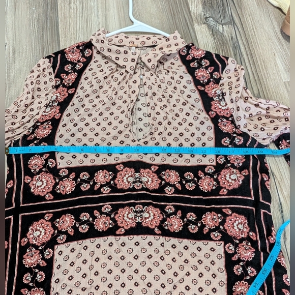 Free People Size Medium Changing Times Printed Tunic, Long Sleeve Boho Blouse - Picture 9 of 13